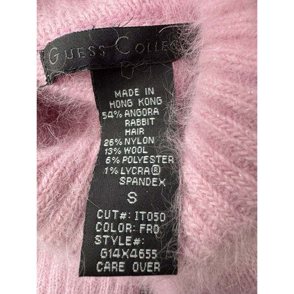 GUESS Collection VTG Fluffy Pink Angora Turtleneck Sweater Barbiecore - Picture 6 of 7